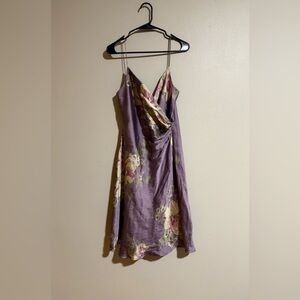 Jones New York Lavender Floral Midi Dress 100% Silk Size 14
